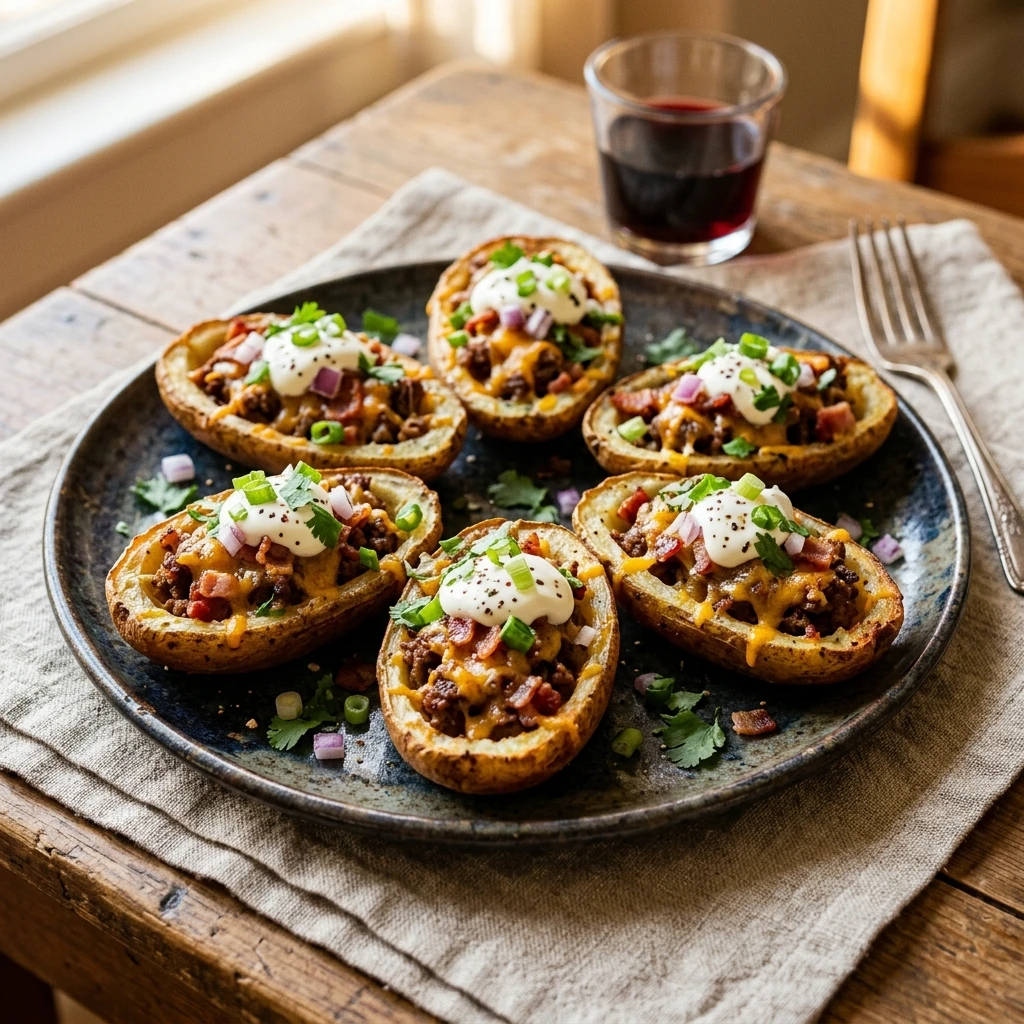 Easy Beef Potato Skins