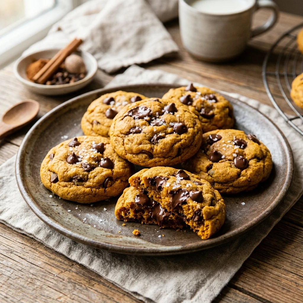 Easy Soft Baked Pumpkin Chocolate Chip Cookies