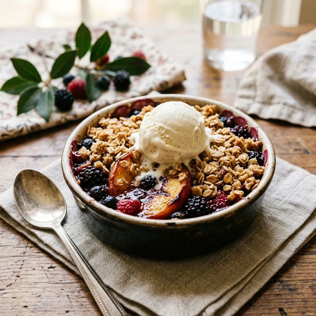 Grilled Peach Berry Crumble