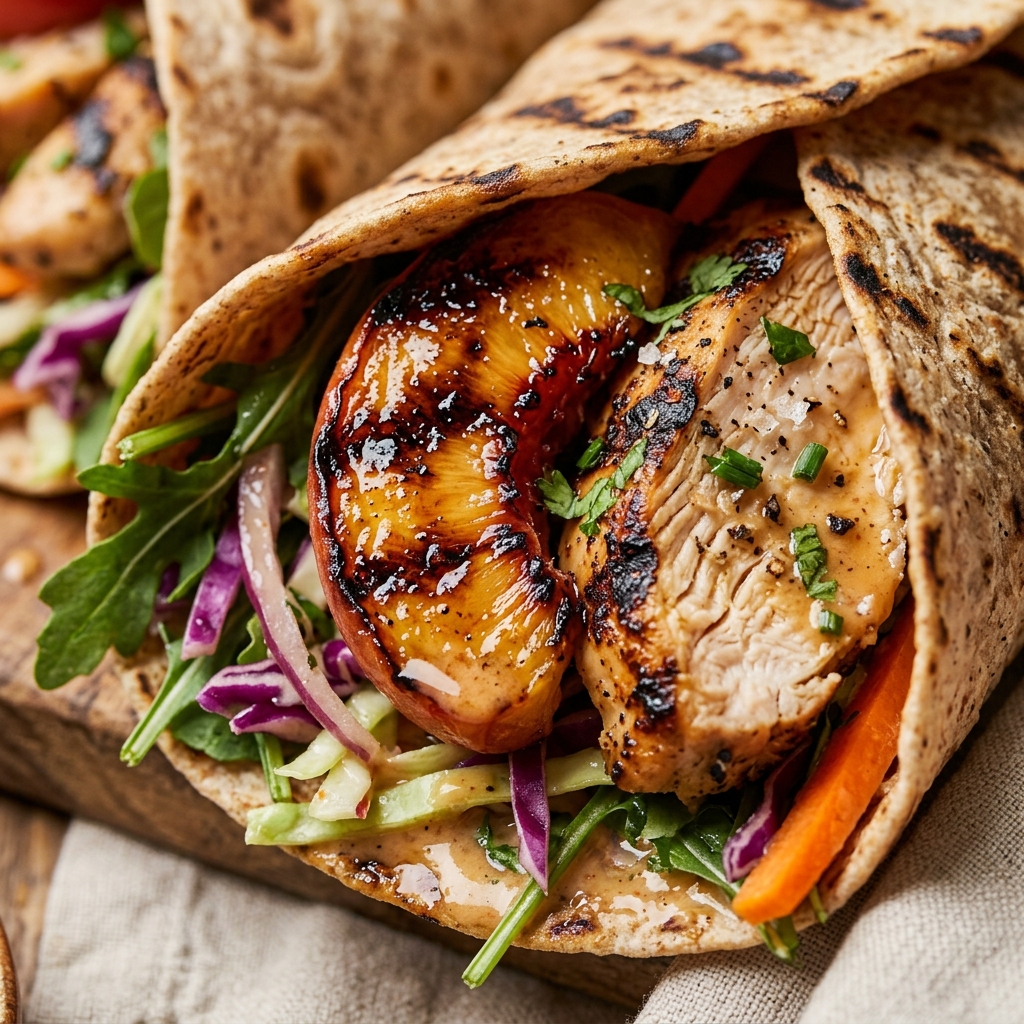 Grilled Peach Chicken Wrap High Protein