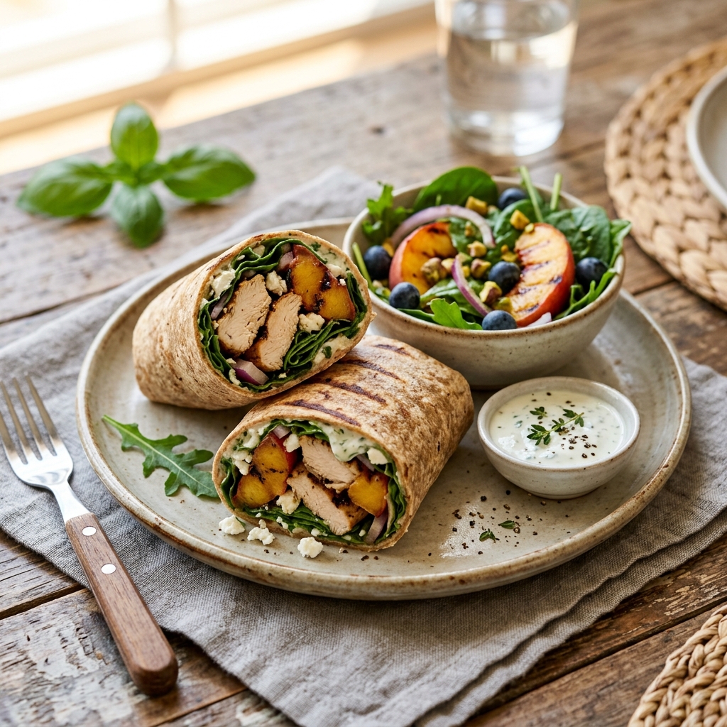 Grilled Peach Chicken Wrap High Protein