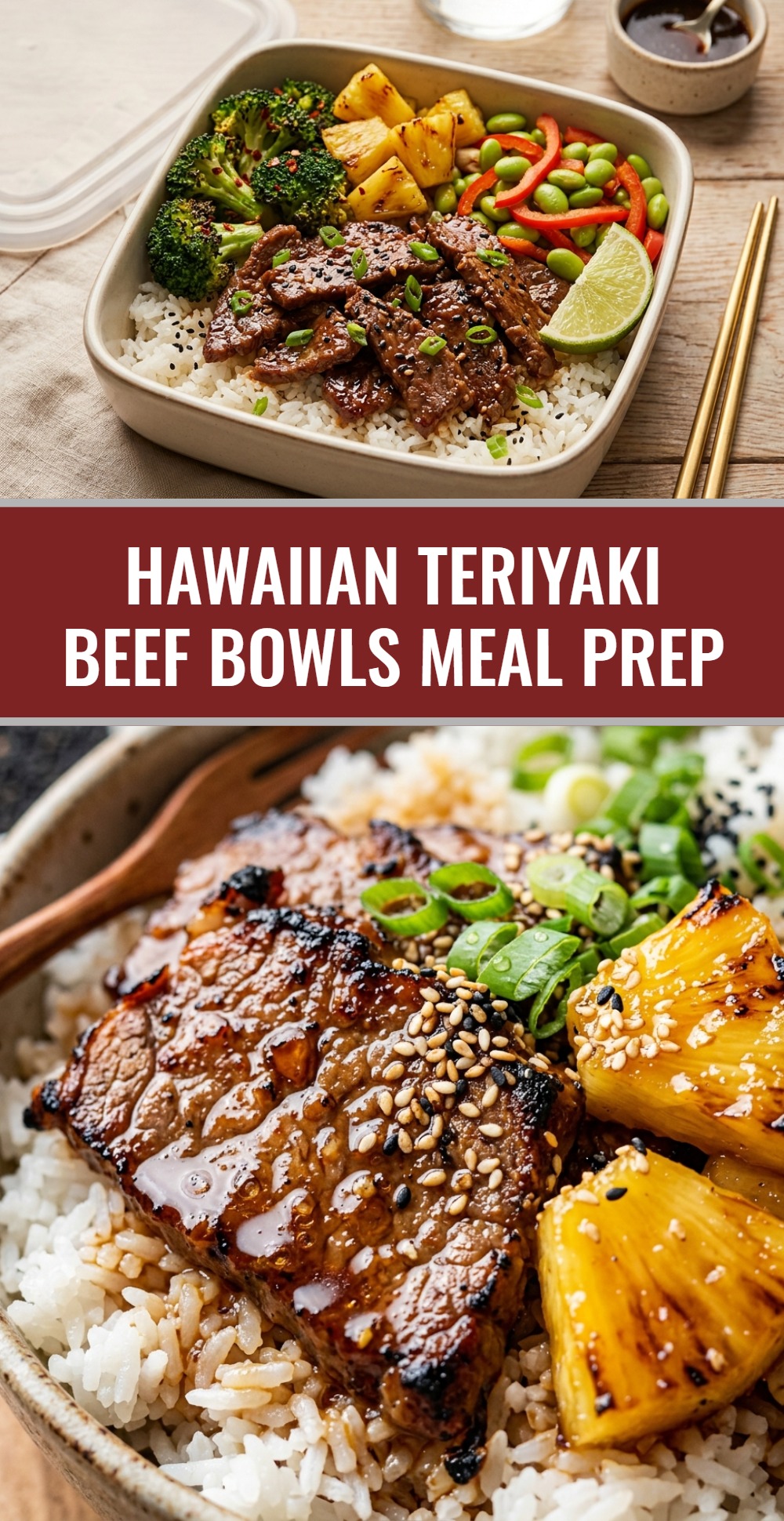 Hawaiian Teriyaki Beef Bowls Meal Prep