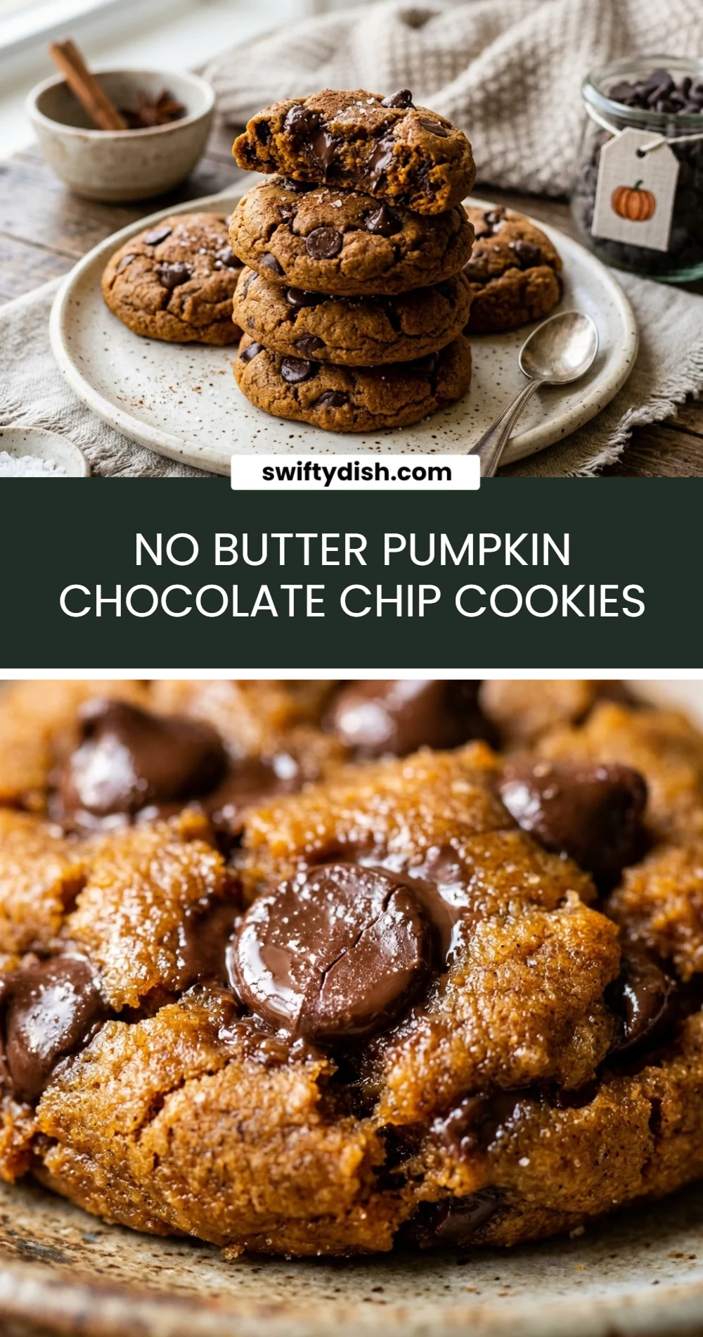 No Butter Pumpkin Chocolate Chip Cookies