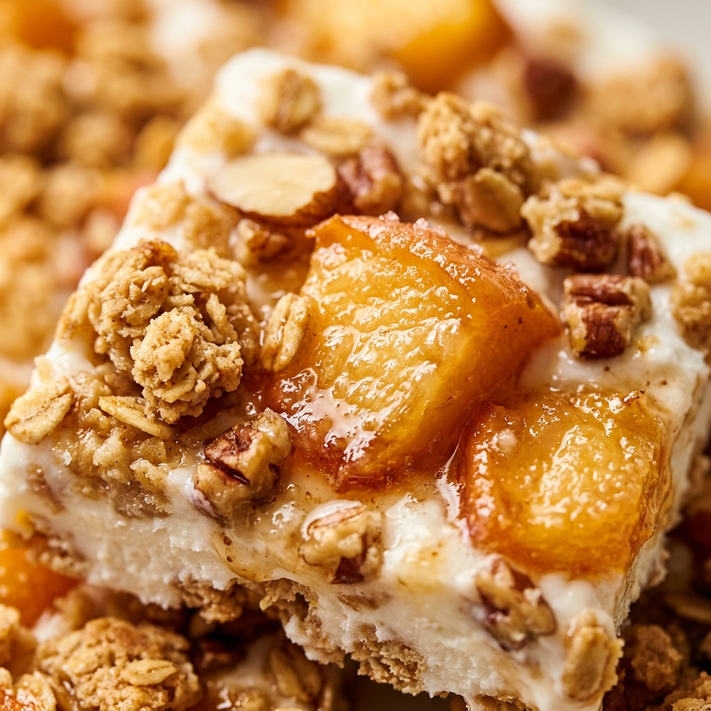 Peach Crumble Protein Yogurt Bark