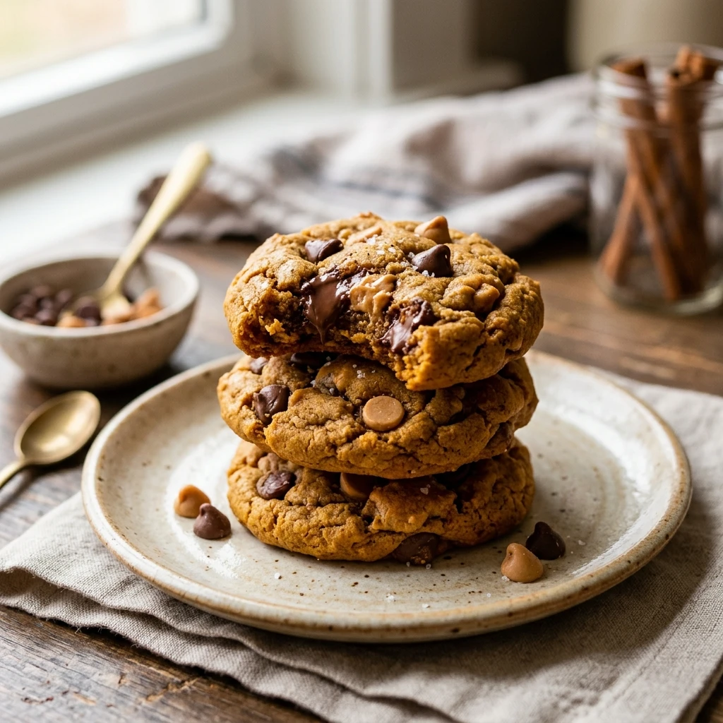 Pumpkin Peanut Butter Chip Cookies